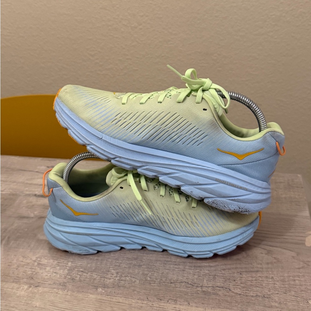 Hoka Athletic Shoes in Light Green, Pale Blue & Orange - Picture 3 of 7
